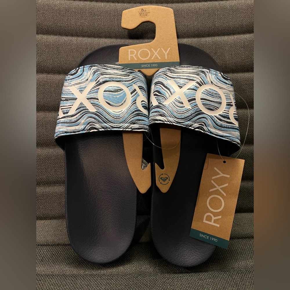 Roxy Women's Slippy Slide Sport Sandal; Blue size 8
